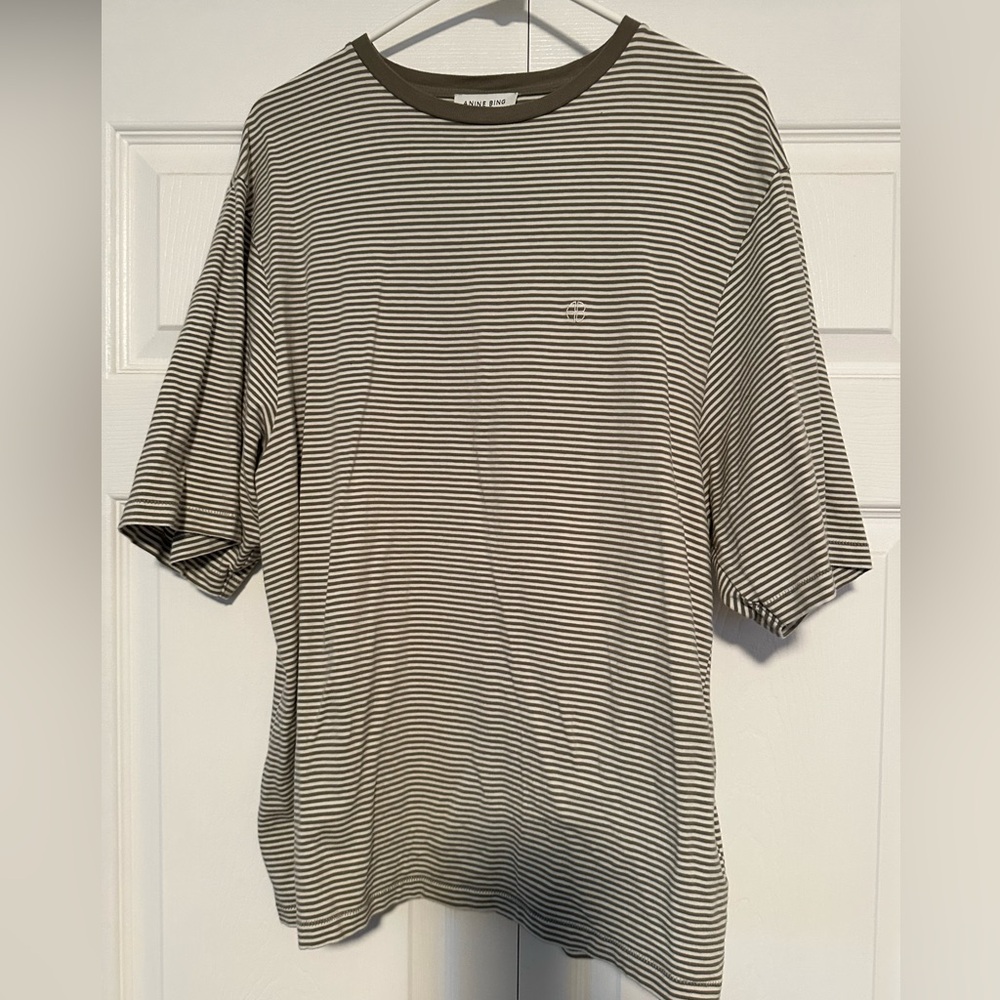 Anine Bing Stripped Green Short Sleeve Tee